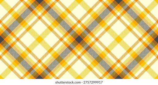 Cowboy textile pattern background, no people tartan fabric seamless. Workshop texture vector plaid check in light yellow and dark orange colors palette.