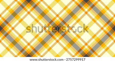 Cowboy textile pattern background, no people tartan fabric seamless. Workshop texture vector plaid check in light yellow and dark orange colors palette.