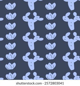 Cowboy themed childish patterns with cacti and leaves for kids' room decor.