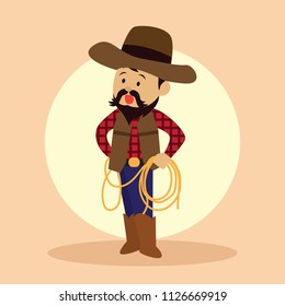 cowboy throws a lasso for rodeo western design. vector illustration