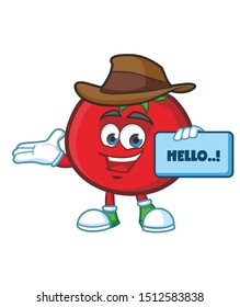 cowboy tomato mascot cartoon character vector