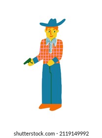 Cowboy Toy In Vector. Kids Vintage Game Collection.