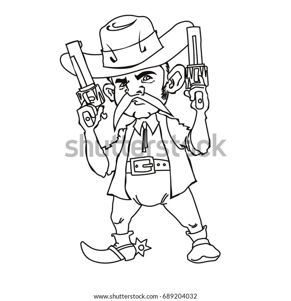 Cowboy Two Revolvers On White Background Stock Vector (Royalty Free ...