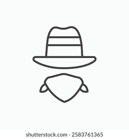 Cowboy vector icon isolated in black line