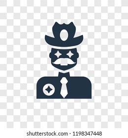 Cowboy vector icon isolated on transparent background, Cowboy transparency logo concept
