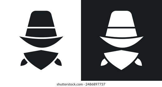 Cowboy vector icon set in solid black and white color