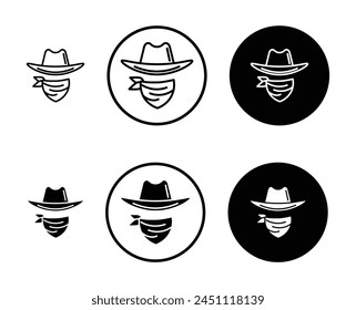 Cowboy vector icon set. vintage outlaw cowboy symbol for Ui designs