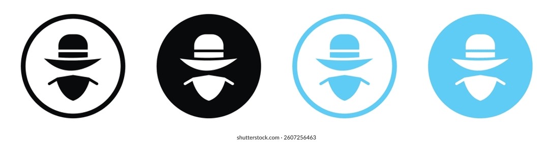 Cowboy vector icons in black and blue colors