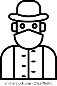 Cowboy Vector Line Icon Design
