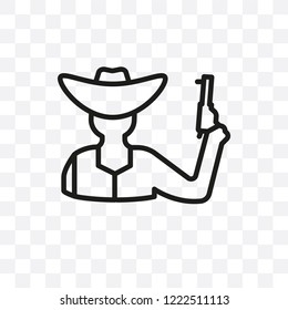 Cowboy vector linear icon isolated on transparent background, Cowboy transparency concept can be used for web and mobile