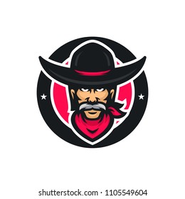 Cowboy vector mascot icon illustration
