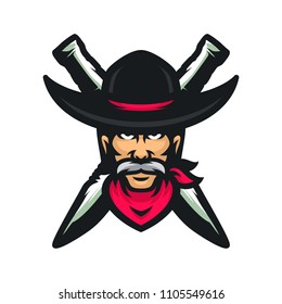 Cowboy vector mascot icon illustration
