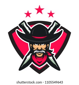 Cowboy vector mascot icon illustration
