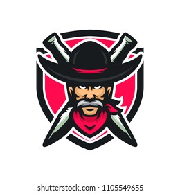 Cowboy vector mascot icon illustration

