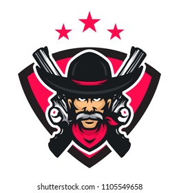 Cowboy vector mascot icon illustration

