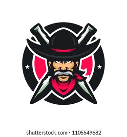 Cowboy vector mascot icon illustration
