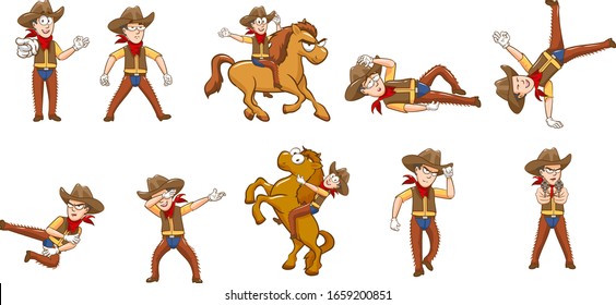 cowboy vector set collection graphic clipart design