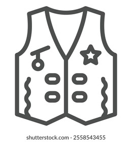 Cowboy vest line icon, west desert clothes concept. Vector graphics. American jacket sign on white background, outline style icon for mobile or web design