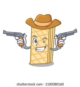 Cowboy waffle character cartoon style