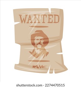 Cowboy Wanted Paper Poster as Wild West Object Vector Illustration