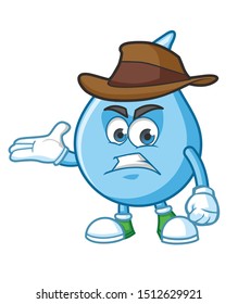cowboy Water Drop mascot character cartoon vector