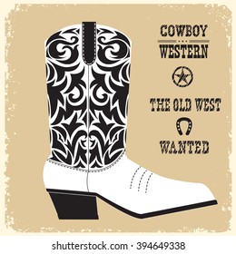 Cowboy western american shoe.Vector american boot illustration