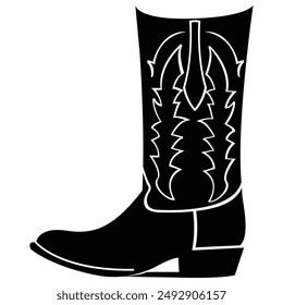 Cowboy Western Boot silhouette, art, design, logo, outline Instant Download
