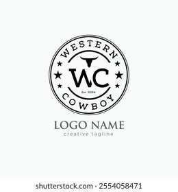 Cowboy, western, cattle brand logo editable vector template