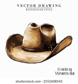 Cowboy Western Hat Vintage Watercolor style Stock vector