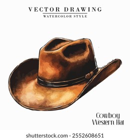 Vector de la acuarela de Antiguas del sombrero occidental del vaquero