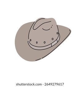 Chapéu de rancho do Oeste. Estilo moderno plano. Ilustração vetorial isolada sobre fundo branco.