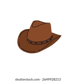 Chapéu de rancho do Oeste. Estilo moderno plano. Ilustração vetorial isolada sobre fundo branco.