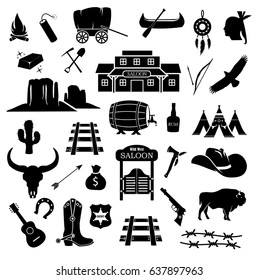 Cowboy, Western, Wild West Icon Set Vector