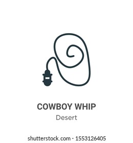 Cowboy whip vector icon on white background. Flat vector cowboy whip icon symbol sign from modern desert collection for mobile concept and web apps design.