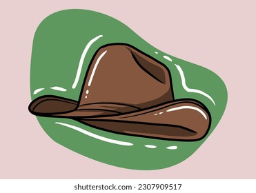 Cowboy wide brimmed hat or Texas element hand drawn vector. Cartoon drawing isolated on background. USA, Wild west or western concept