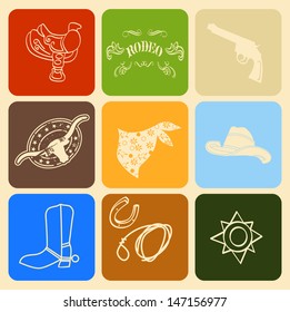 cowboy. Wild West Western Elements, vector illustration