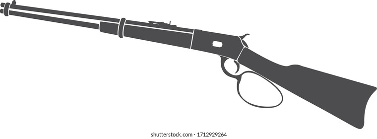 Cowboy Winchester Rifle Grey Outline Vector