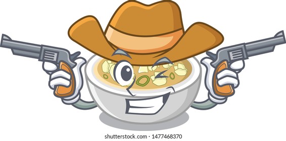 Cowboy wonton soup in the mascot shape