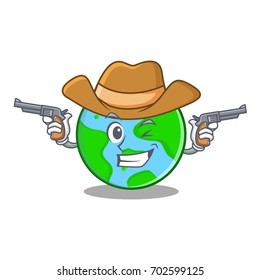 Cowboy world globe character cartoon