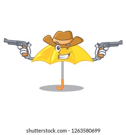 Cowboy yellow umbrella isolated on a mascot