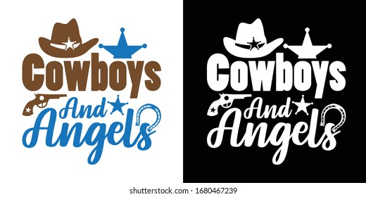 Cowboys And Angels Printable Vector Illustration