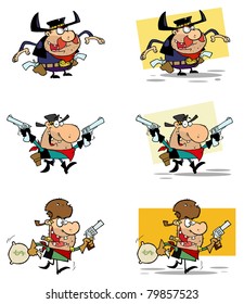 Cowboys Cartoon Characters-Vector Collection