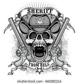 cowboys coat of arms with skull, grunge.vintage design t-shirts
