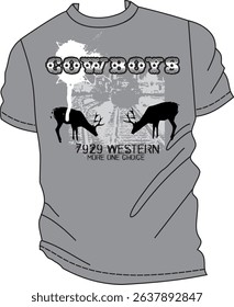 Cowboys Deer Western T-shirt Design nice