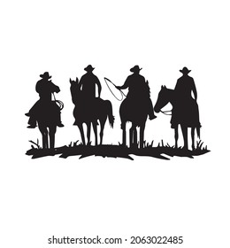 cowboys riding horse ,Silhouettes vector