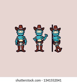 Cowboys Robot Mascot Character vector designs