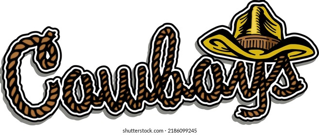 cowboys rope team design with cowboy hat for sports, college, school or league