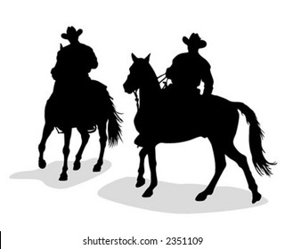 Cowboys Silhouettes Vector Illustration Stock Vector (Royalty Free ...