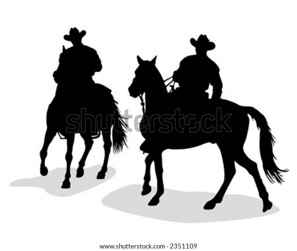 Cowboys Silhouettes Vector Illustration Stock Vector (Royalty Free) 2351109