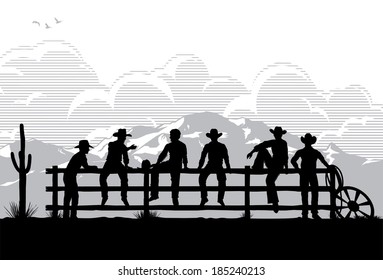 Cowboys Sitting On Fence